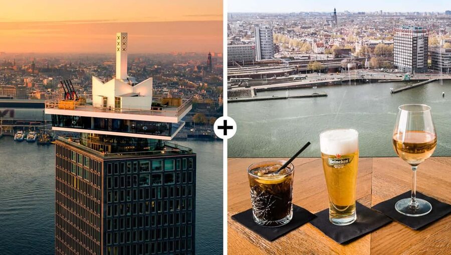 Amsterdam: A'DAM Lookout Entry Ticket with 2 Drinks - Elevator first, then the interactive part (so the view feels guided)