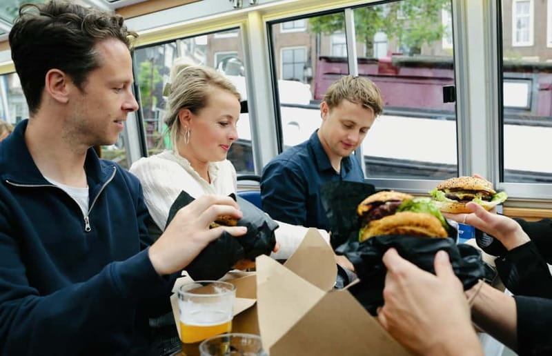 Amsterdam canal cruise with culinary burger or cheese & wine - Onboard Dining That Works: Burger Size, Fries, and Wine Pairing