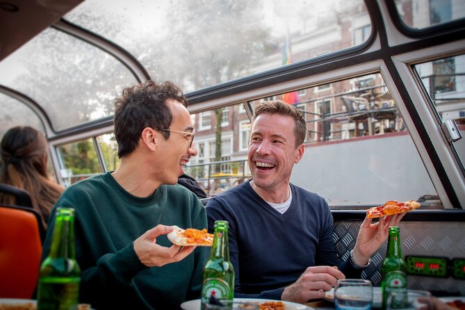 Amsterdam Guided Cruise with New York Pizza, Drinks and Ice Cream - Boat Comfort, Drinks Included, and the Right Pace for an Evening